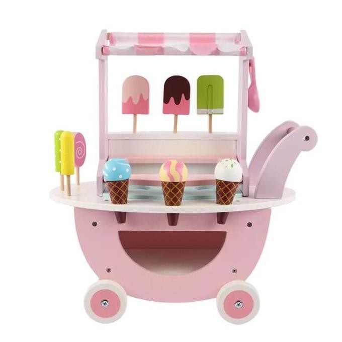 NEW - Trolley ice cream mainan edukasi kayu es krim gerobak dorongan anak
