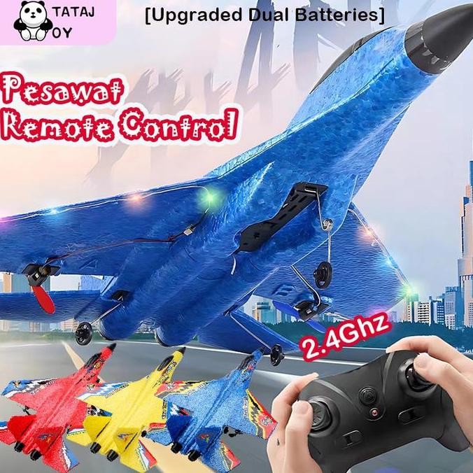 TERMURAH - Tatajoy Mainan Pesawat Remote Control Pesawat RC LED Pesawat Glider Airplane Foam 2.4Ghz 