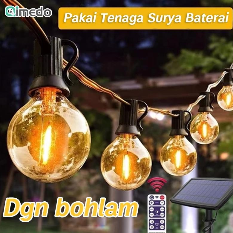 15 Meter Kabel Fiting LED Lampu Cafe Gantung 30 Lampu Cafe Komplit Pke Tenaga Surya Tahan Air Led