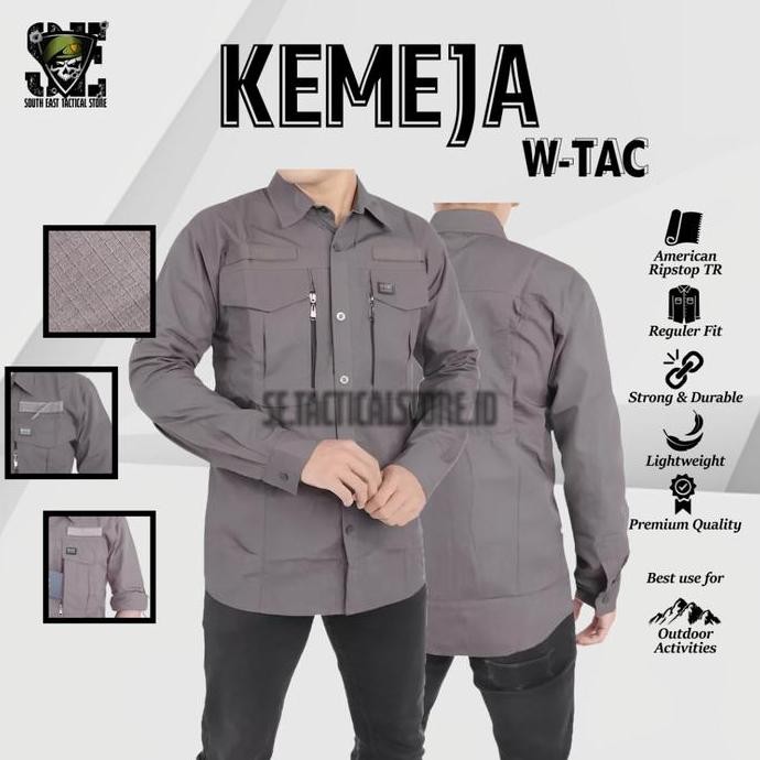 Kemeja Tactical Outdoor W-Tac Wanita Bahan American Ripstop Pdh Lengan Panjang Premium Original Baju