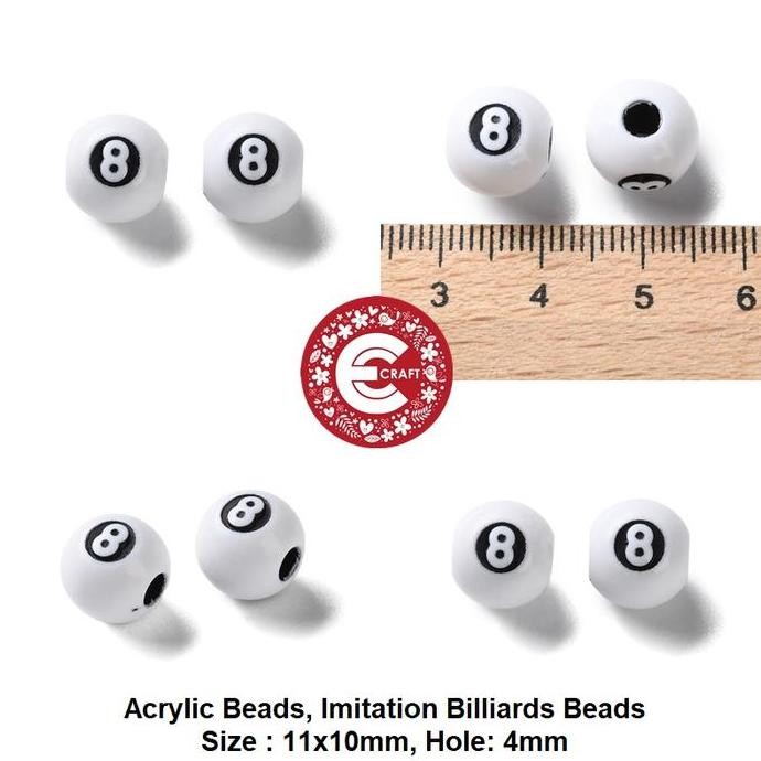 *#*#*#] MANIK-MANIK AKRILIK BOLA PUTIH ANGKA 8 BILYARD BILLIARD WHITE BEADS