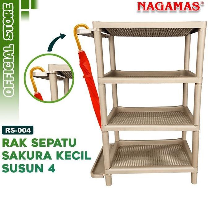 NAGAMAS Rak Sepatu premium Sakura Kecil Susun 4 / Rak Sepatu 4 Susun / Rak Susun Serbaguna Plastik