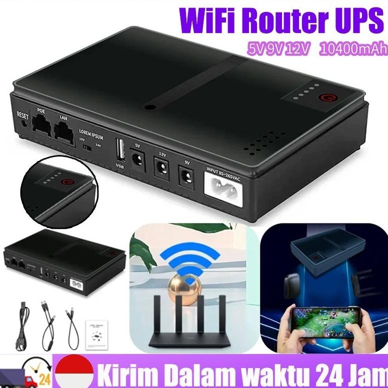 [Ready ya,COD] UPS Backup Power Adapter 10400mAh Large Capacity Mini Portable UPS Router Uninterrupt