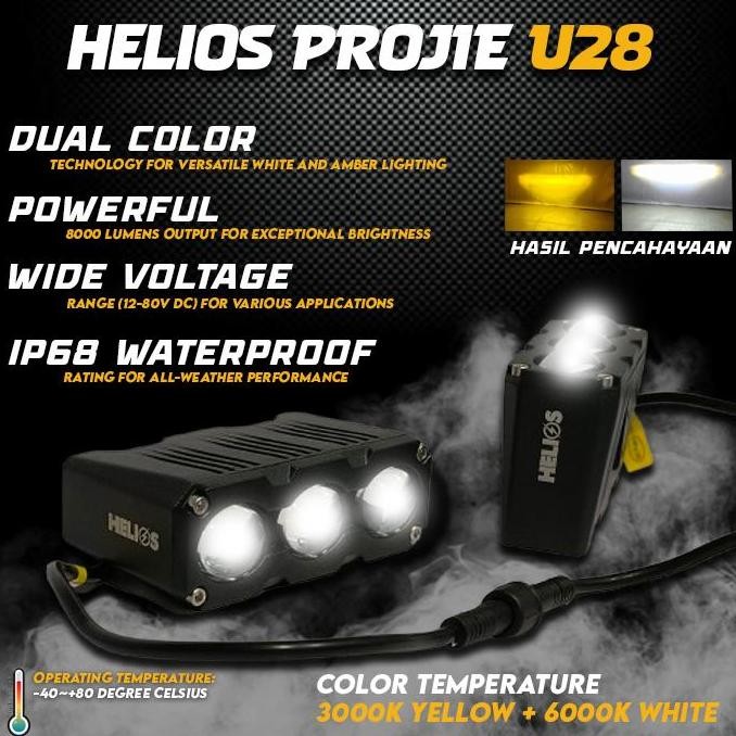 NEW Lampu Tembak Foglamp Laser Mini Projie 3 mata helios u28