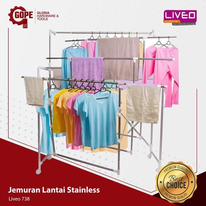 Liveo Lv 738 Jemuran Lantai Telescopic In-Row Clothes