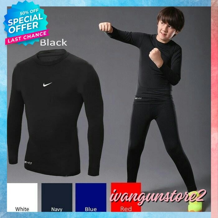 MANSET BASELAYER ANAK KECIL KIDS KETAT TRAINING PRO COMBAT BAJU KAOS TSHIRT FUTSAL OLAHRAGA INDONESI