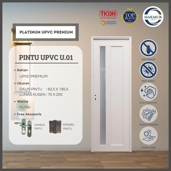 Terbaik Pintu Upvc || Platinum || Pintu Kamar Mandi Upvc Ukuran 70X200Cm 100% Ori