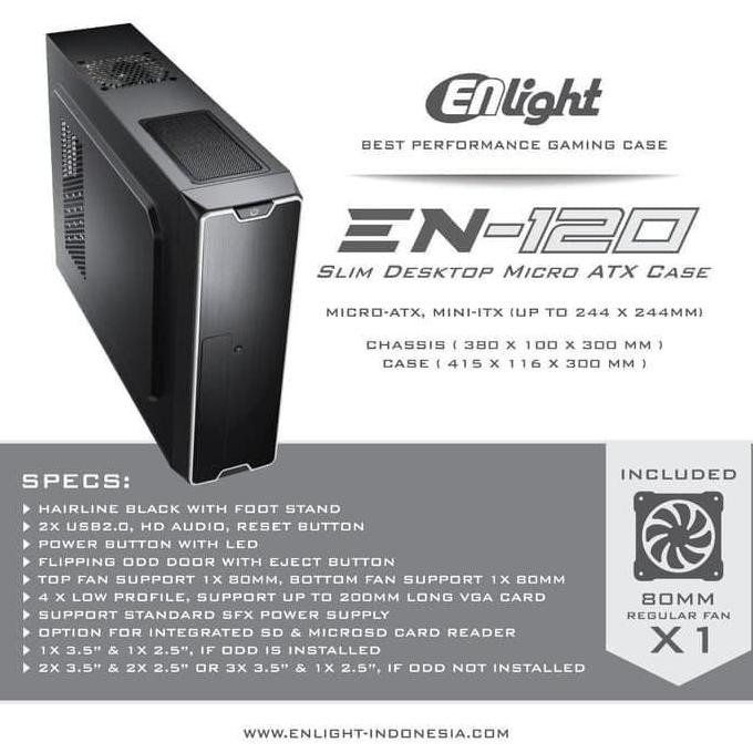 TERMURAH - CASING CPU MINI ENLIGHT EN 120 include PSU enlight 300w