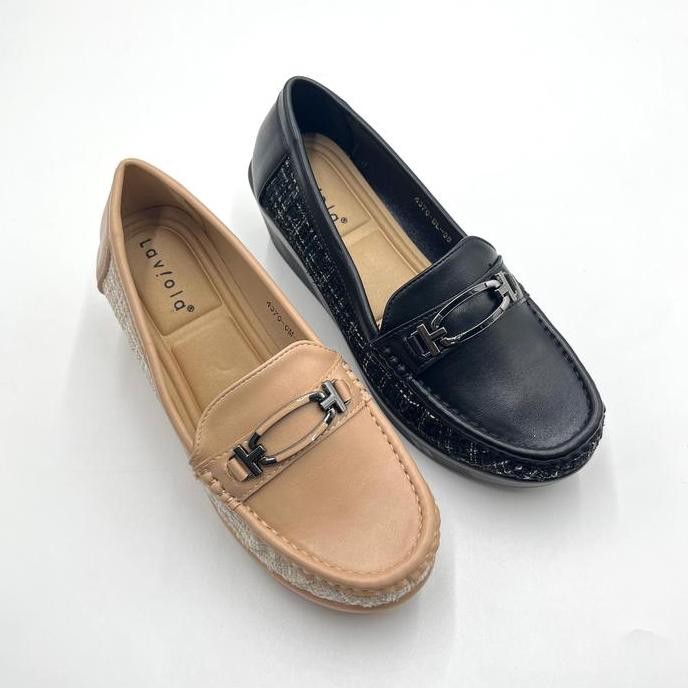 Laviola 4370 Llw - Sepatu Mokasin Wedges Hak 5 Cm Shoes