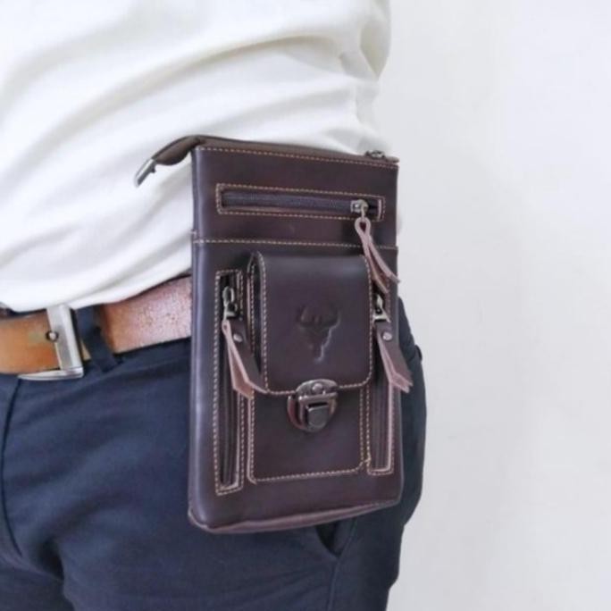 Tas Selempang Pria Tas Selempang Pinggang Hp Kulit Sapi Asli Pria Terbaru