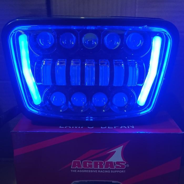 Lampu Depan Rx King New Oval Reflektor Head Lamp Depan 16 Led Kotak Rx-King New Agras Super Terang L