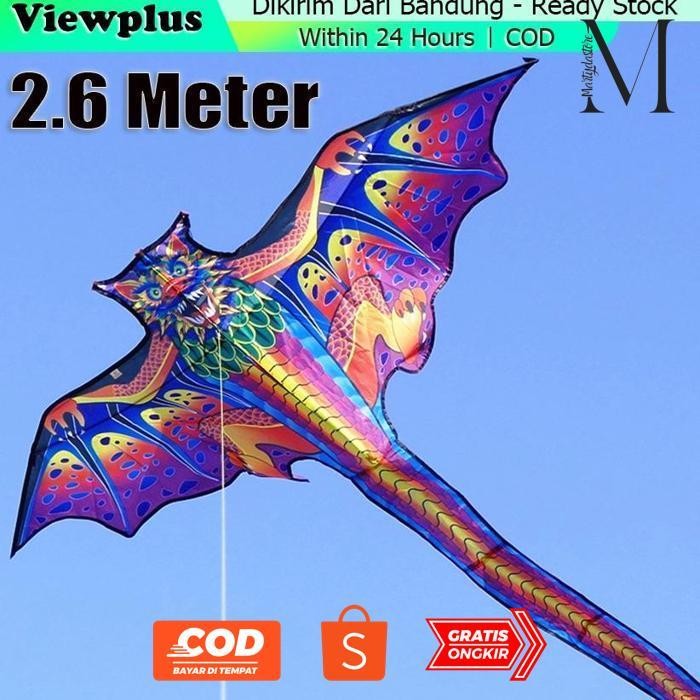 gfd-12 jg-56 260cm Layang Layang Naga Besar 3D Layang-Layang Naga Jumbo Kartun Untuk Olahraga Anak D