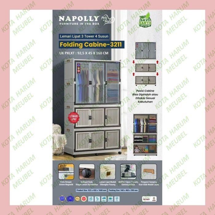 Lemari Plastik Napolly Folding Cabine 3211 Murah Putih Bandung Napoli Lemari Baju Plastik 3 Pintu Na