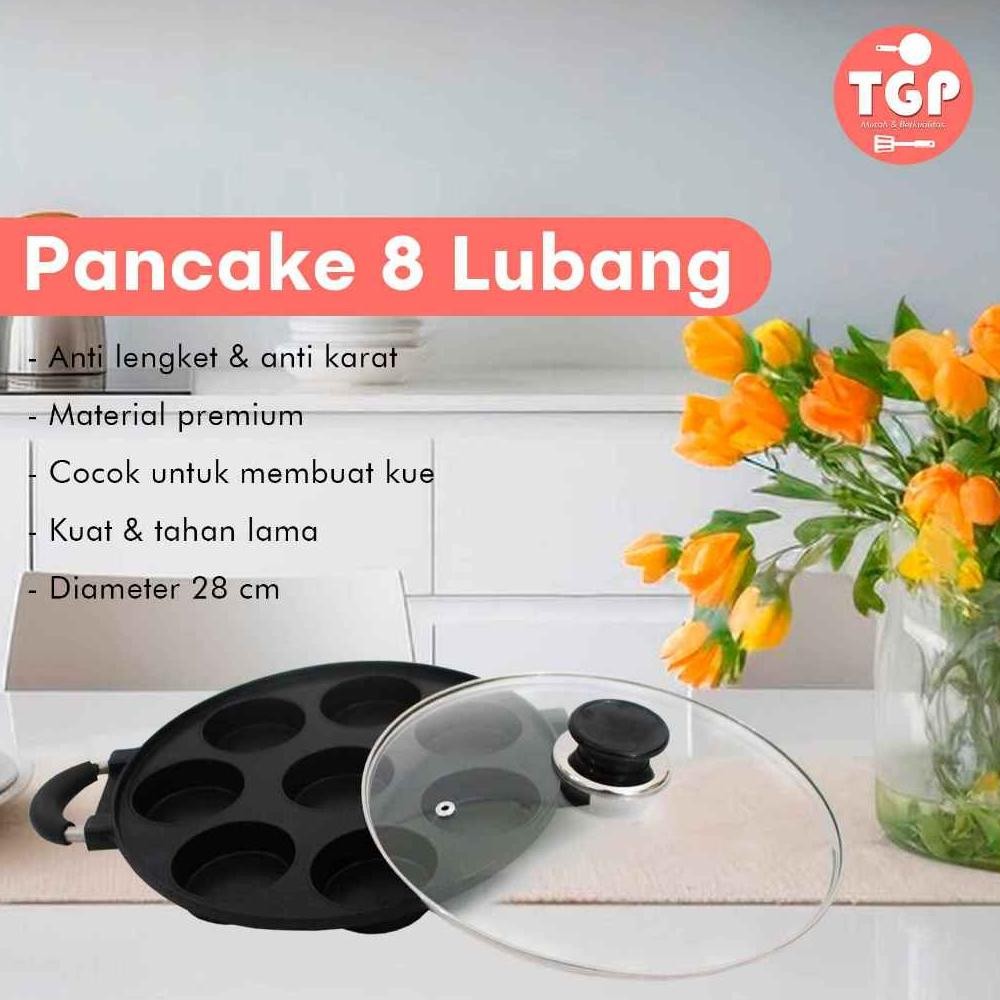 CETAKAN LOYANG PANCAKE MAKLOR CILOR TELUR 8 LUBANG DATAR IDOLA DAN TUTUP KACA