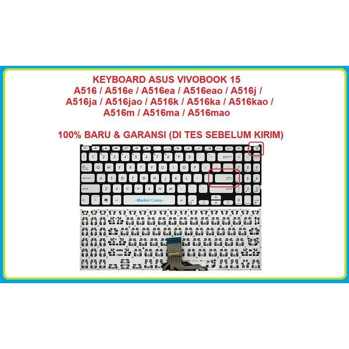 Keyboard Asus VivoBook 15 A516ja A516jao A516k A516ka Hitam Silver
