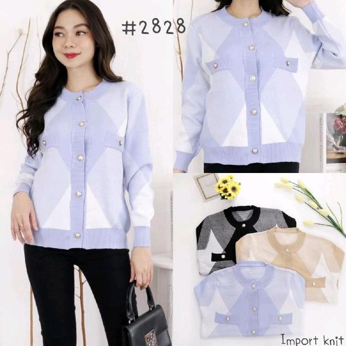 Cardigan Rajut Korea Lengan Panjang - Baju Rajut Impor Berkualitas 100% - Wanita, Tebal, Atasan, Lem