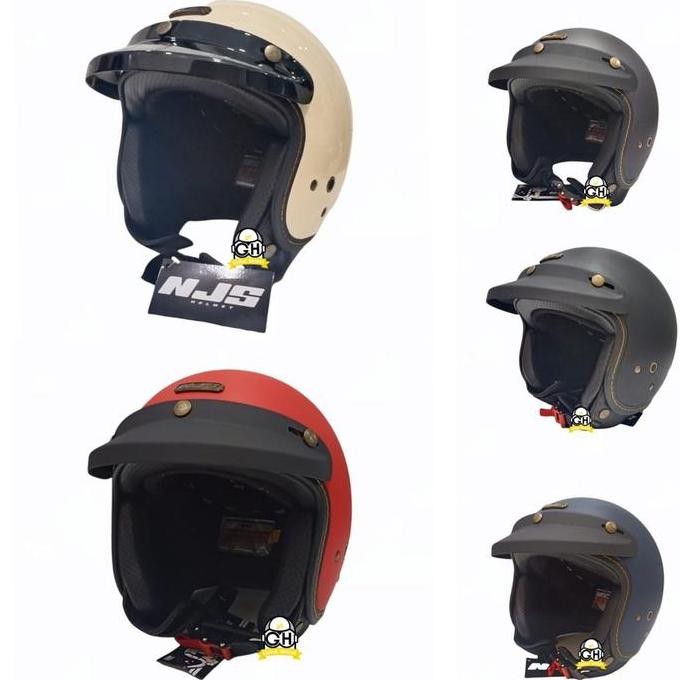 Helm Bogo Retro Njs Nr-80S Solid Original Premium Free Pet Njs (Topi Helm Bogo) Standart Sni Retro B