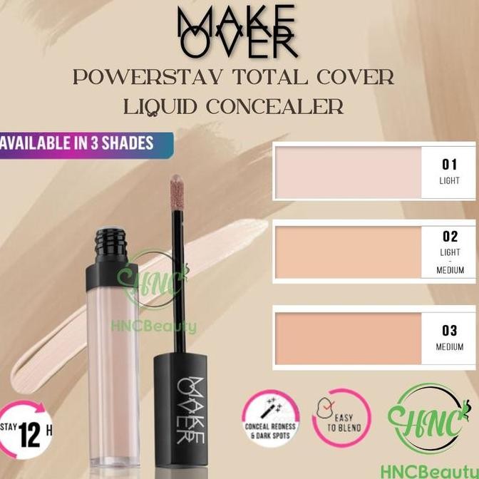 Terbaik Make Over Concealer Cair Tahan Air Powerstay Total Cover 6.5 Ml - Concealer Liquid - Foundat