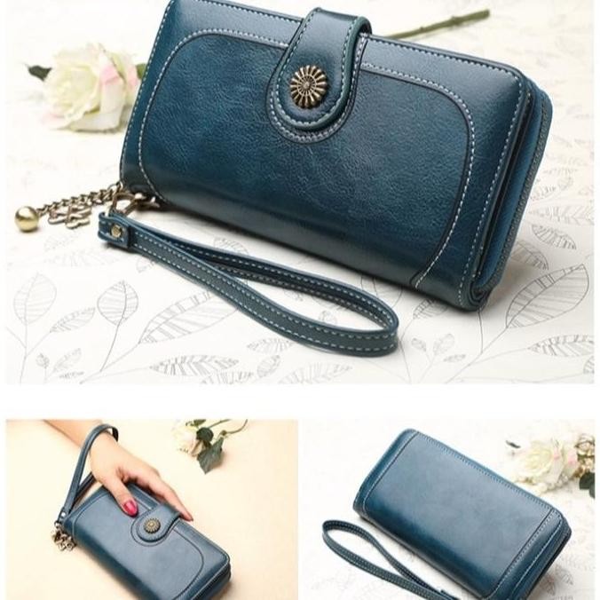 DOMPET PANJANG WANITA KULIT PREMIUM PESTA MEWAH MARIN ASLI FASHION KOREA TALI MURAH TEB