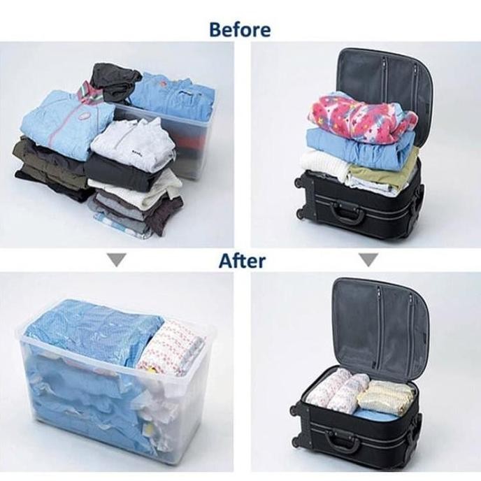 (Expert) Plastik Vakum Bag Pakaian / Vacuum Bag Travel / Hand Roll Vacuum Bag