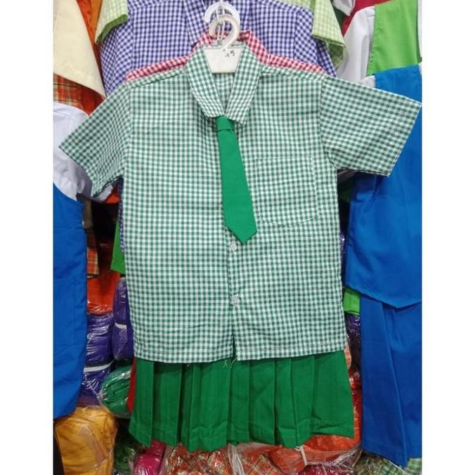 Seragaman Paud / Setelan Baju Kotak Paud Putri / Seragam Sekolah / Seragam TK LS