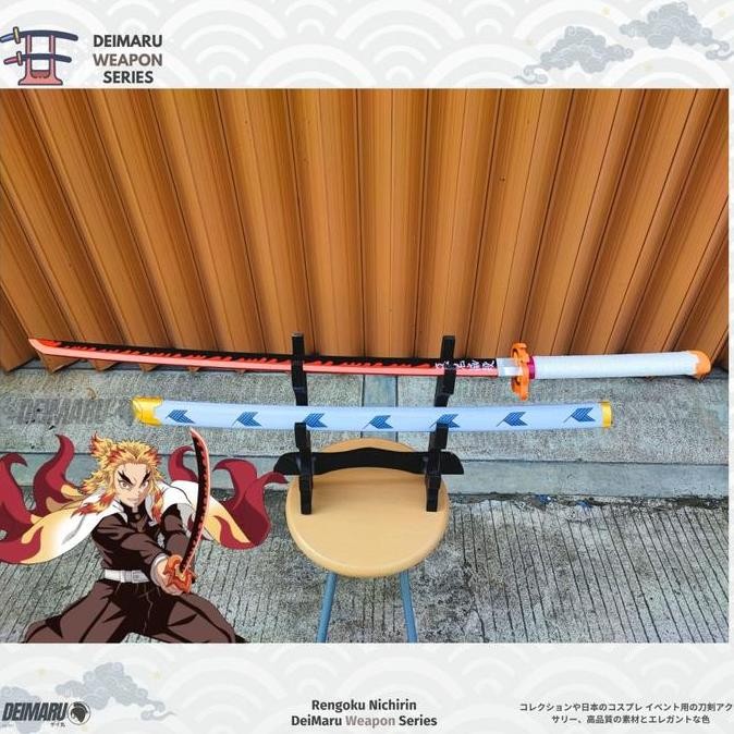 Ready  Replika Mainan Katana Berbahan Kayu Model Character Kyojuro Rengoku Anime Kimetsu No Yaiba - 