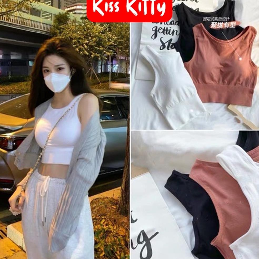 Bra tank top sport kaos import tanpa kawat kekinian trendy Korea
