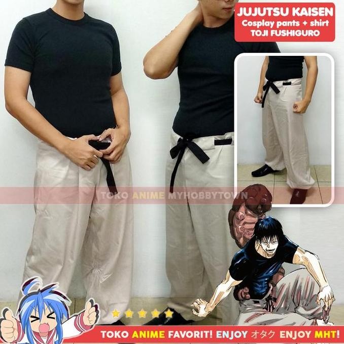 Ready  Kostum Cosplay Set Kaos Celana Fushiguro Toji Jujutsu Kaisen