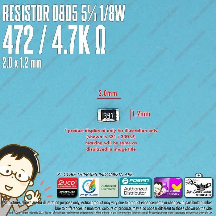 Resistor 0805 5% 472 / 4.7K Ohm Smd 2012 4K7 Termurah Best Quality 100% Original