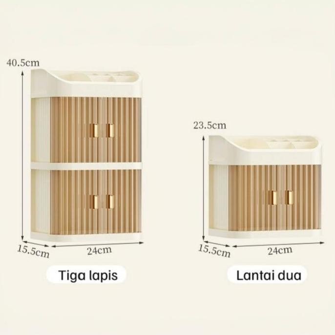 COD3 Tingkat Rak Kosmetik Dengan Laci Anti Debu Multifungsi / Tempat Penyimpanan Make Up Dengan Tutu