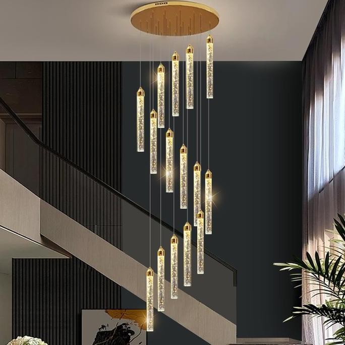 Lampu gantung kristal 3 warna lampu tangga modern lampu dekorasi sederhana lampu dekorasi sederhana 