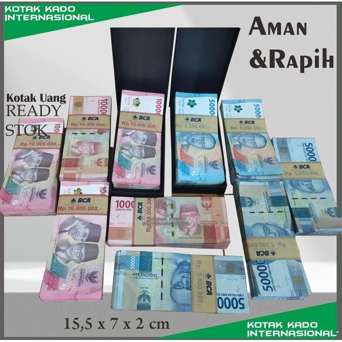 Box Uang kertas tunai kotak Gifts ukuran uang 100 lbr 1 - 2 ikat muat