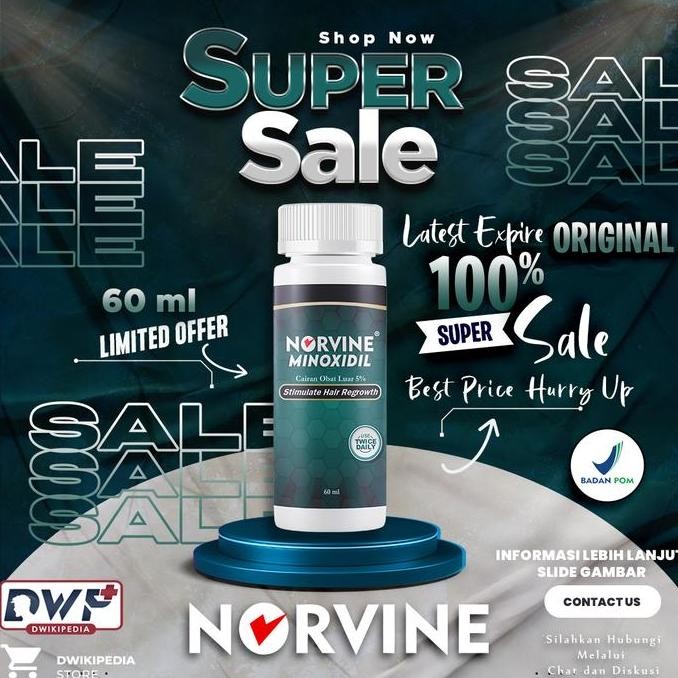 Norvine Minoxidil 5% 60 ML BPOM  Penumbuh Rambut Brewok Mencegah Kerontokan Kebotakan