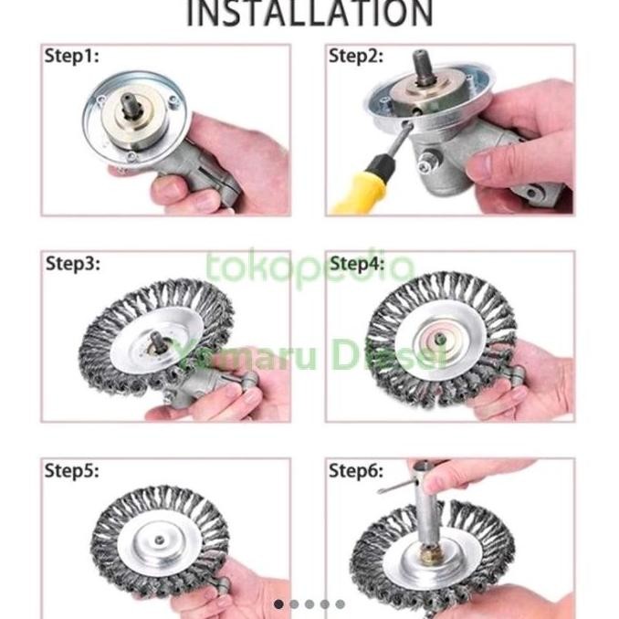 Mata Pisau Potong Rumput Model Sikat Baja 6 Inci
