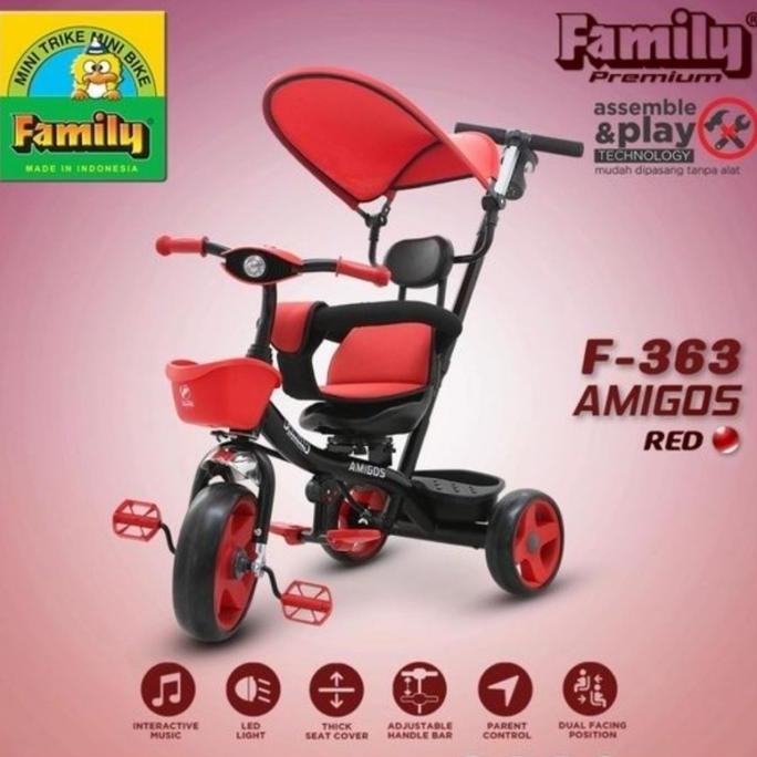 Sepeda Roda Tiga Family F 363 Amigos Tricycle Stroller Anak