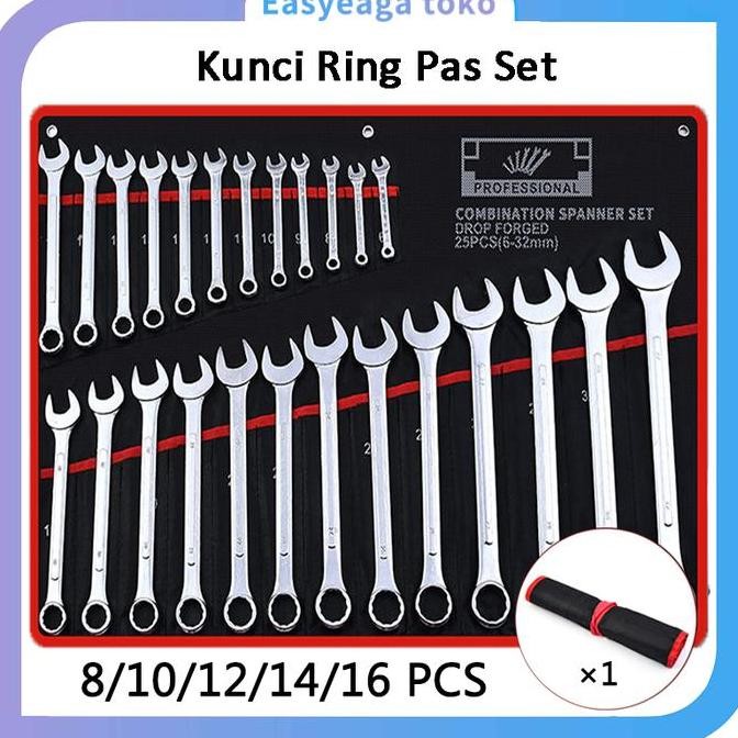Kunci Ring Pas Set 8-16 Pcs 6-32mm Kunci Pas/Kunci Ring Pas set Tool Kunci Ring