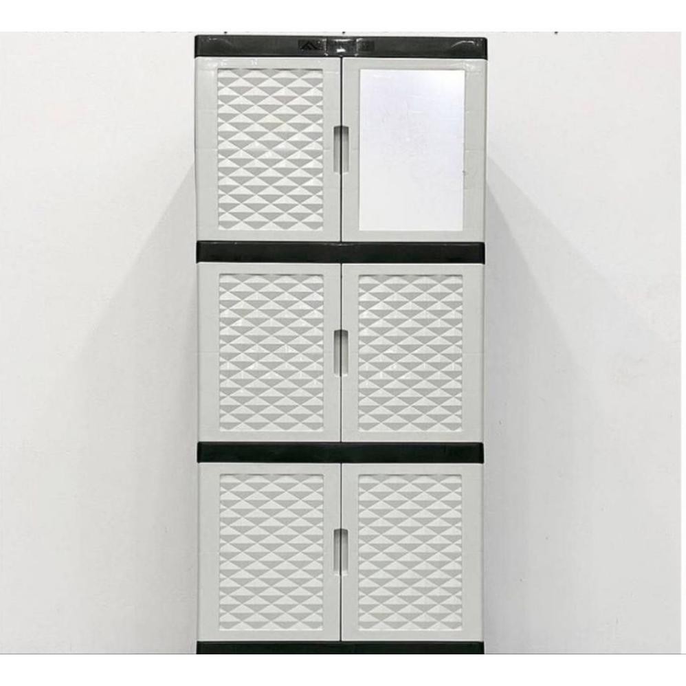 Lemari Plastik 3 susun kaca Tebal PONTIANAK