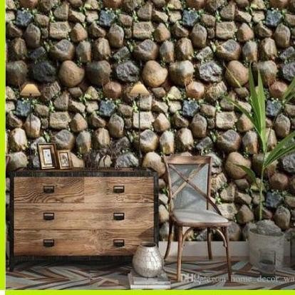 Ter Wallr Stiker Dinding Paket 3 Roll Motif Batu Alam