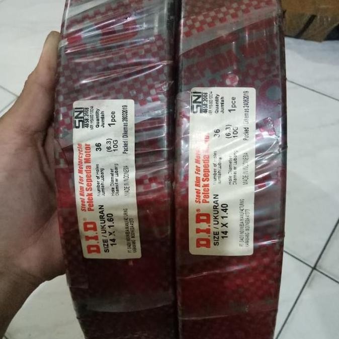 PAKETAN PELEK BESI DID UK 140 DAN 160 RING 14 HITAM HOLE 36