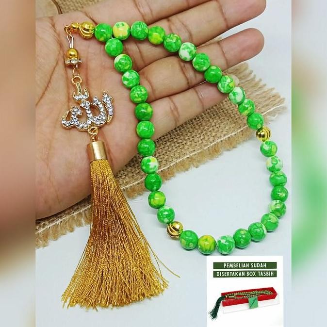 Tasbih Batu Natural Green Pirus Persia Asli / 8 Mm / 33 Butir