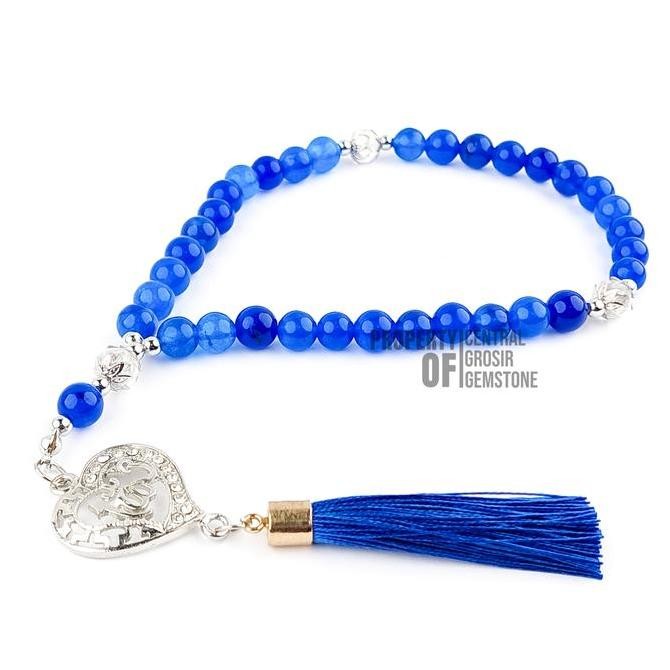 Tasbih Batu Asli 33 Butir Giok Warna Royal Blue Tasbeh Muslim Butiran