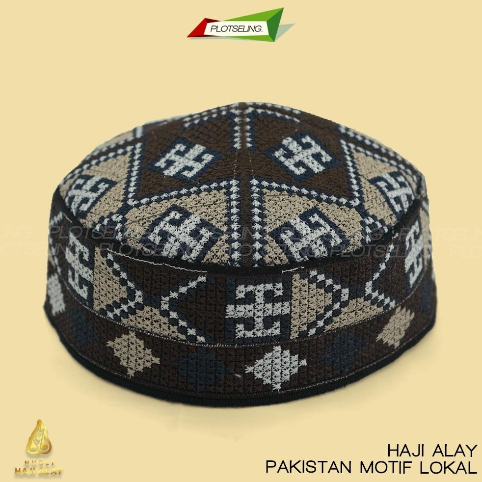 Miliki Peci PAKISTAN STICK Cap Bordir Kopiah Haji Sholat Santri Pria Dewasa Anak Laki Kopyah Bulat S