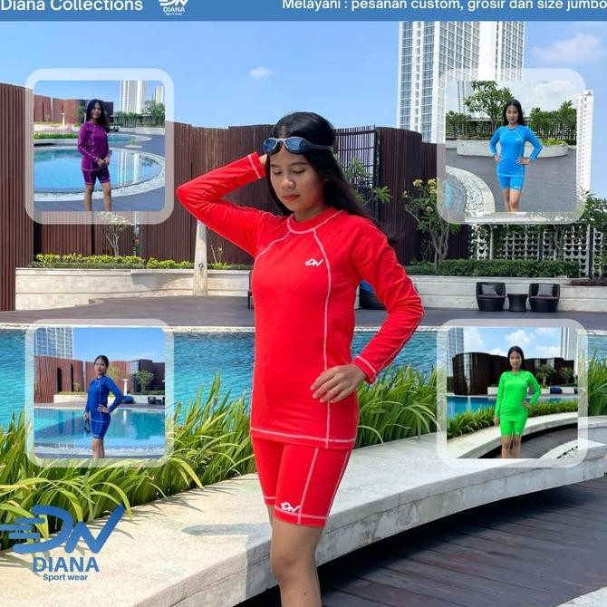 Setelan renang wanita/Setelan renang wanita lengan panjang/Baju renang dewasa/Baju renang lengan pan