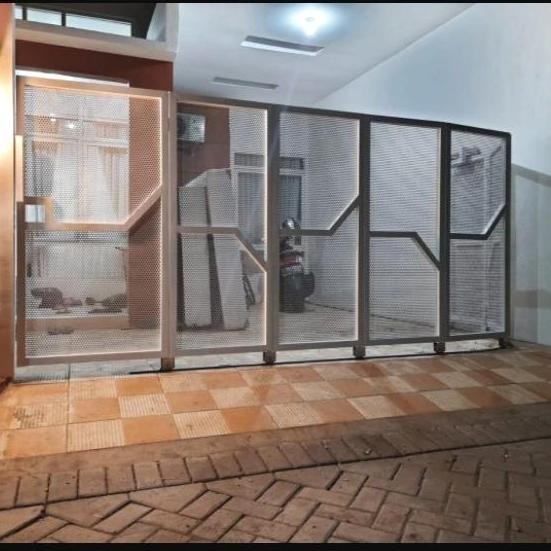 Pagar Sliding Belok Minimalis Pagar Sleding Tikung Plat Perforated Kualitas Terbaik Harga Termurah