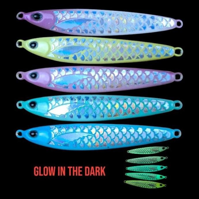 metal jig premium gomame sisik glow in the dark 40,60,80,100 gram