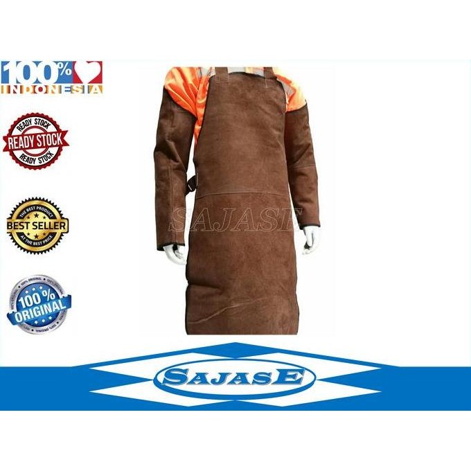 Set Apron Safety Dada Lengan Kulit Untuk Las  Set Apron Las Kulit