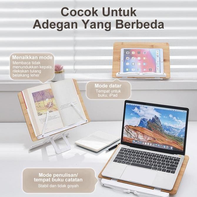 Kayu Desktop Reading Stand Penyangga Buku Multifungsi untuk Siswa Penjepit Buku & Penyangga Buku, Da