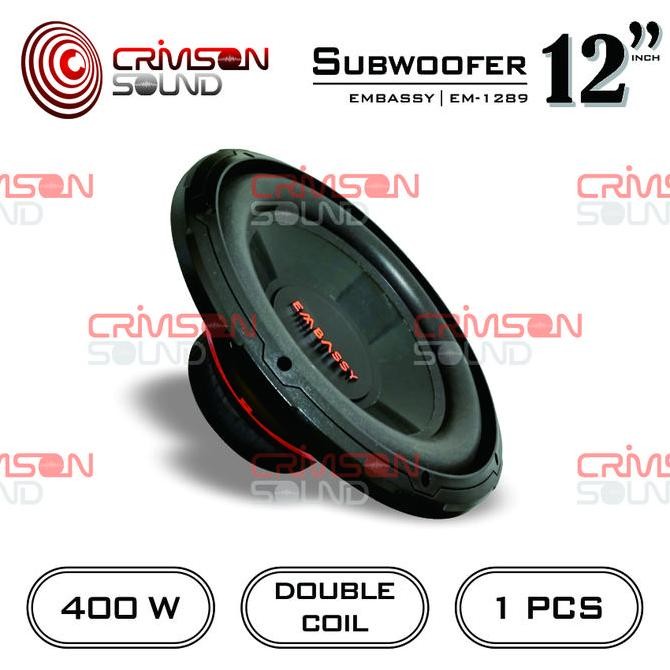 Speaker Subwoofer Embassy Em - 1289 Double Coil 12 Inch