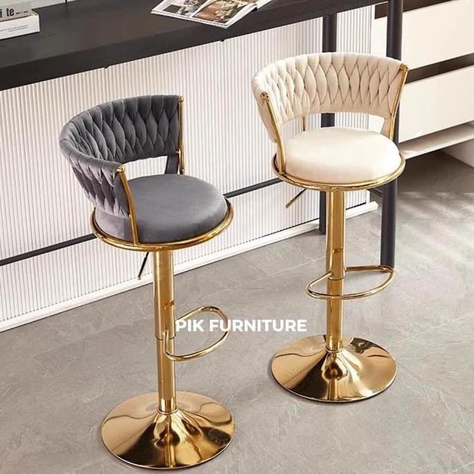 PROMO - KURSI BAR TINGGI BARSTOOL CAFE KURSI SALON HIDROLIK BANGKU BAR KAKI GOLD EMAS