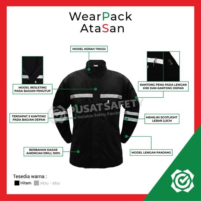 Jaket Wearpack Safety Baju Seragam Kerja Lengan Panjang Imj Hitam Pria